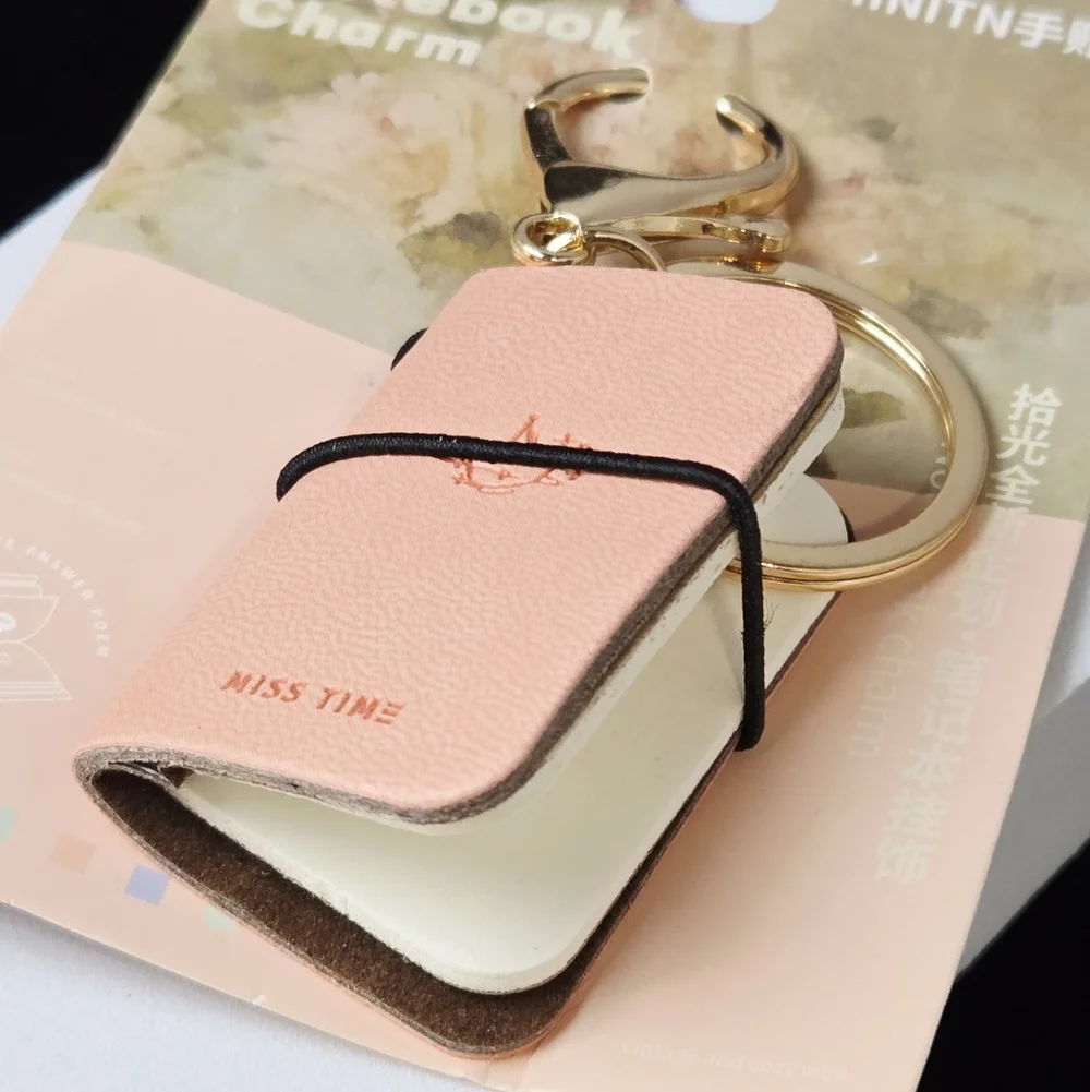 Mini Pink Traveler’s Notebook Keychain Faux Leather Journal Bookish Bag Charm
